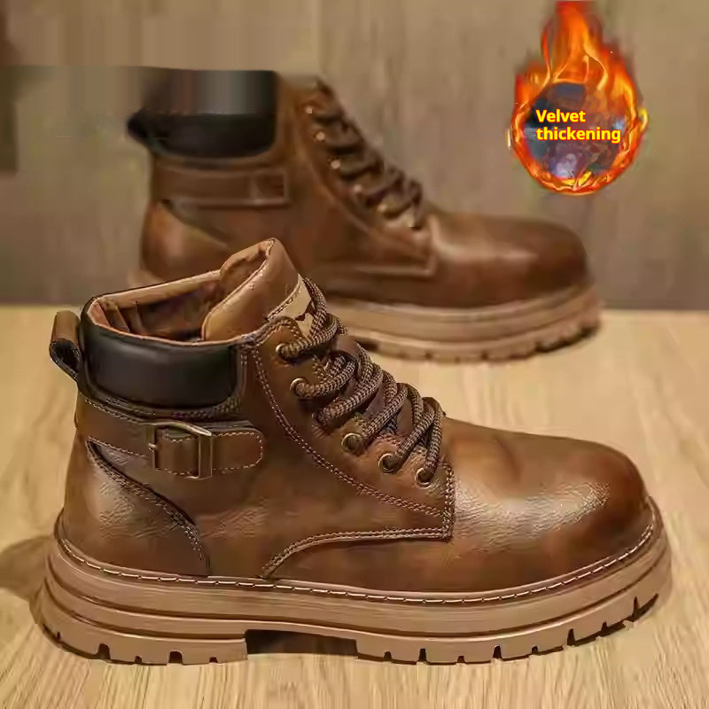 Bottes montantes en cuir de motard rétro de style britannique