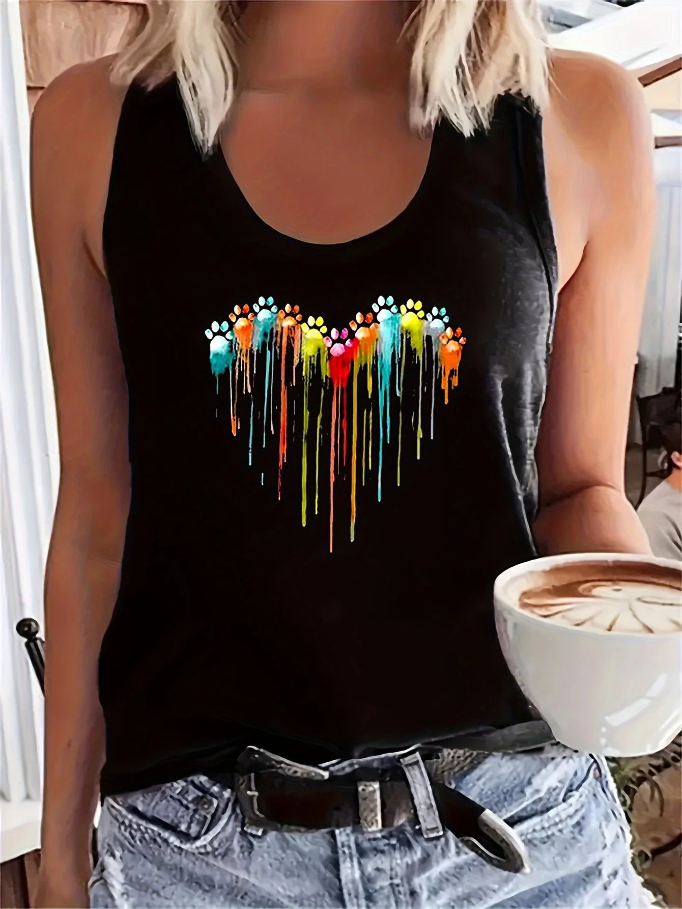 Women's personalized dream catcher mesh printed vest top T-shirt