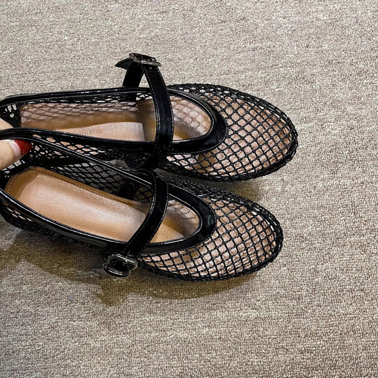 Chaussures de Danse à Bout Rond en Maille avec Boucle