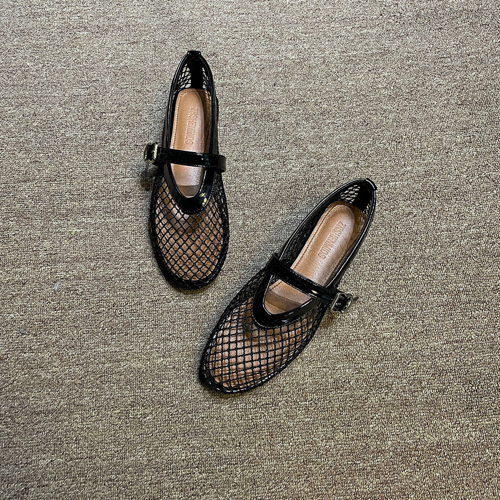 Chaussures de Danse à Bout Rond en Maille avec Boucle