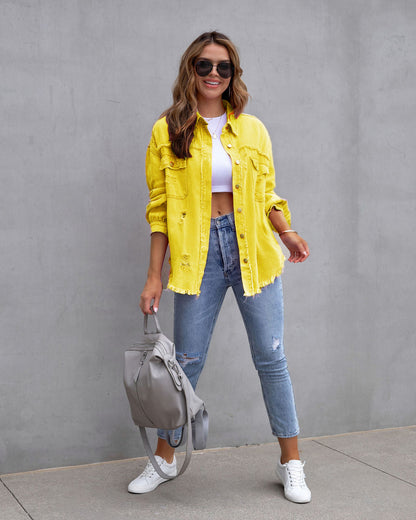 Veste-Chemise Déchirée Femme – Style Tendance & Décontracté