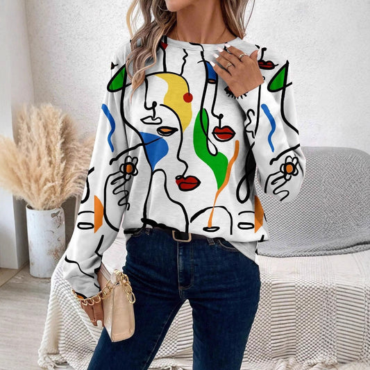 Pull à manches longues et col de jardin, motif végétal assorti, européen et américain