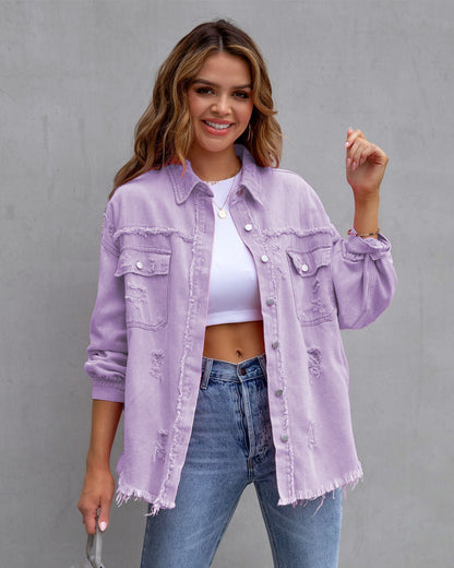 Veste-Chemise Déchirée Femme – Style Tendance & Décontracté