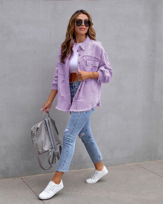 Veste-Chemise Déchirée Femme – Style Tendance & Décontracté