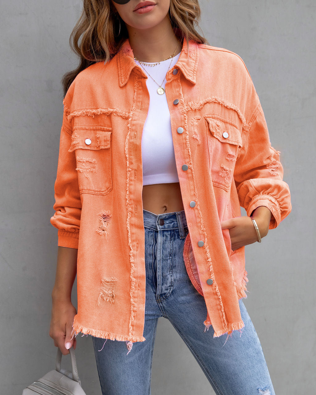 Veste-Chemise Déchirée Femme – Style Tendance & Décontracté