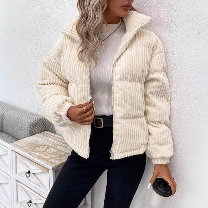 Veste en velours côtelé chaude à la mode, décontractée, ample