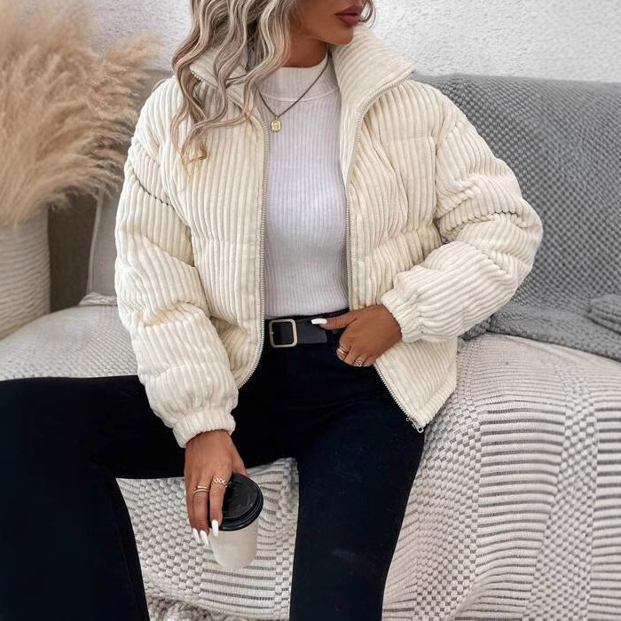 Veste en velours côtelé chaude à la mode, décontractée, ample
