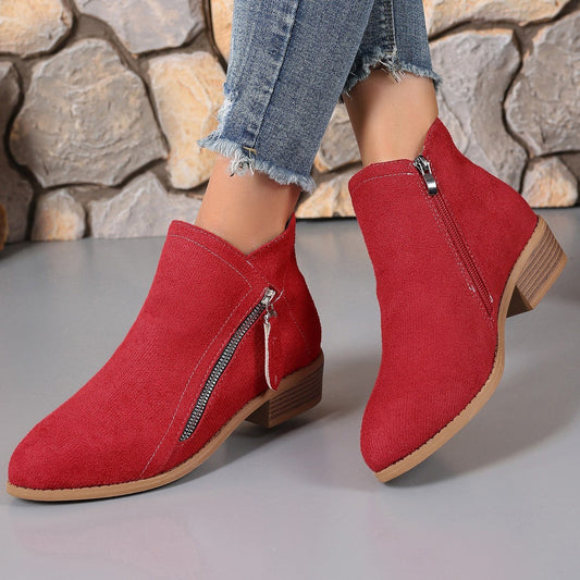 Bottes Martin femme unies | Zip latéral, talon épais

