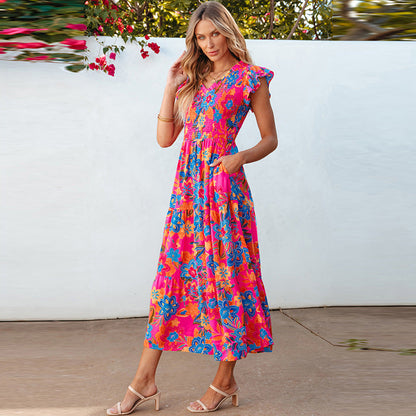 Robe sans manches à imprimé floral pour femmes