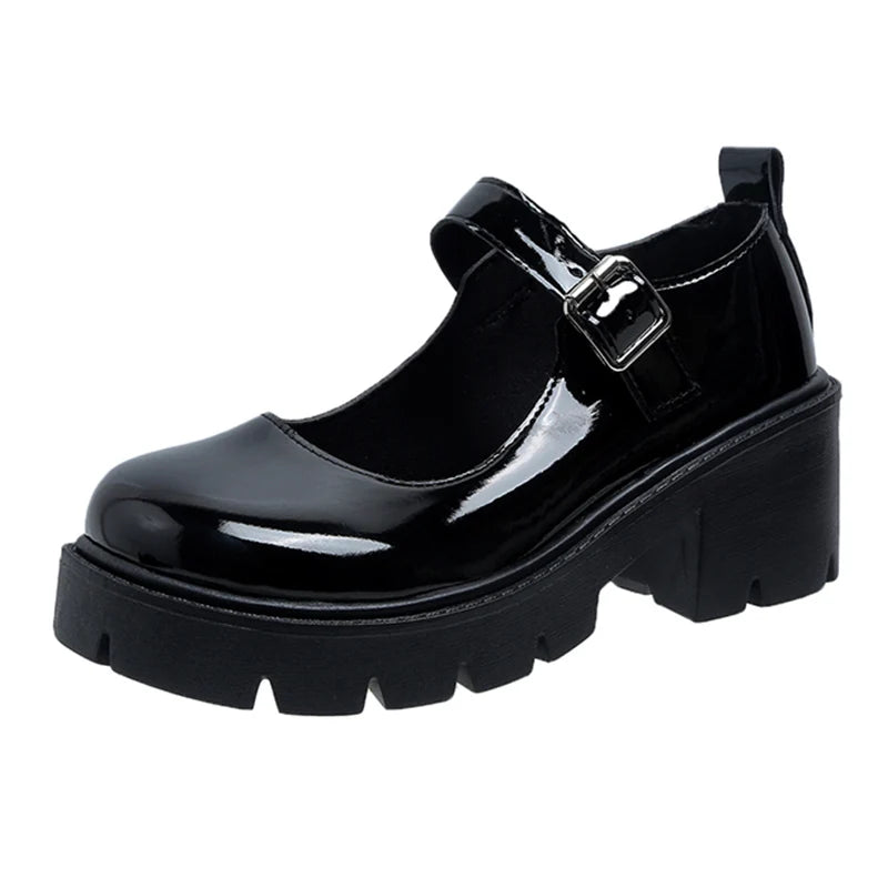 Women Japanese Style Patent Leather Mary Jane Shoes