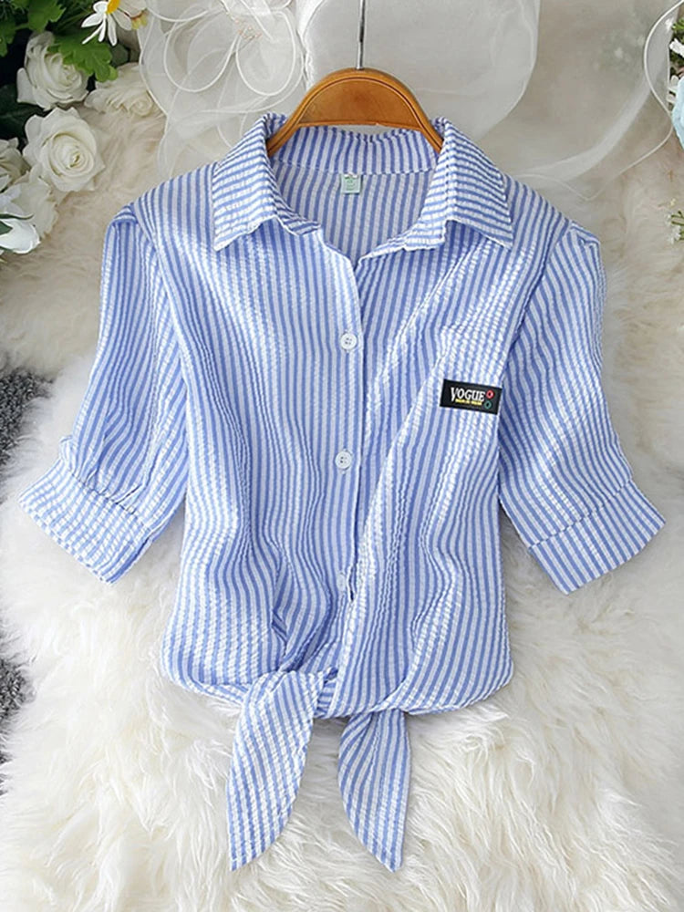 Women Summer Chiffon Blouse Short Sleeve Casual Shirt