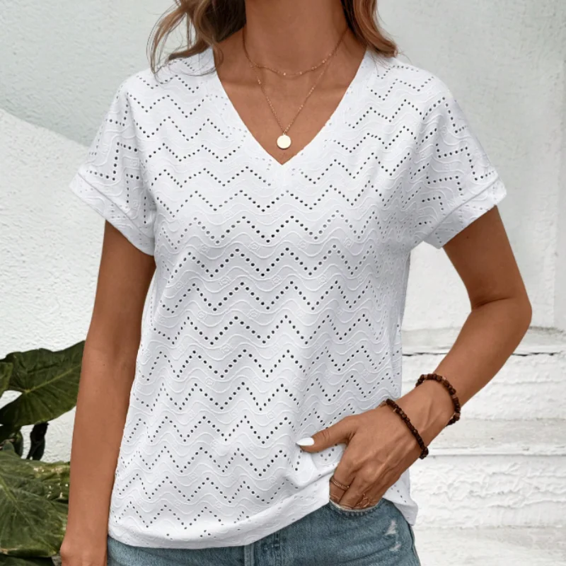 Women's V Neck Tee  Casual Short Sleeve T-shirt