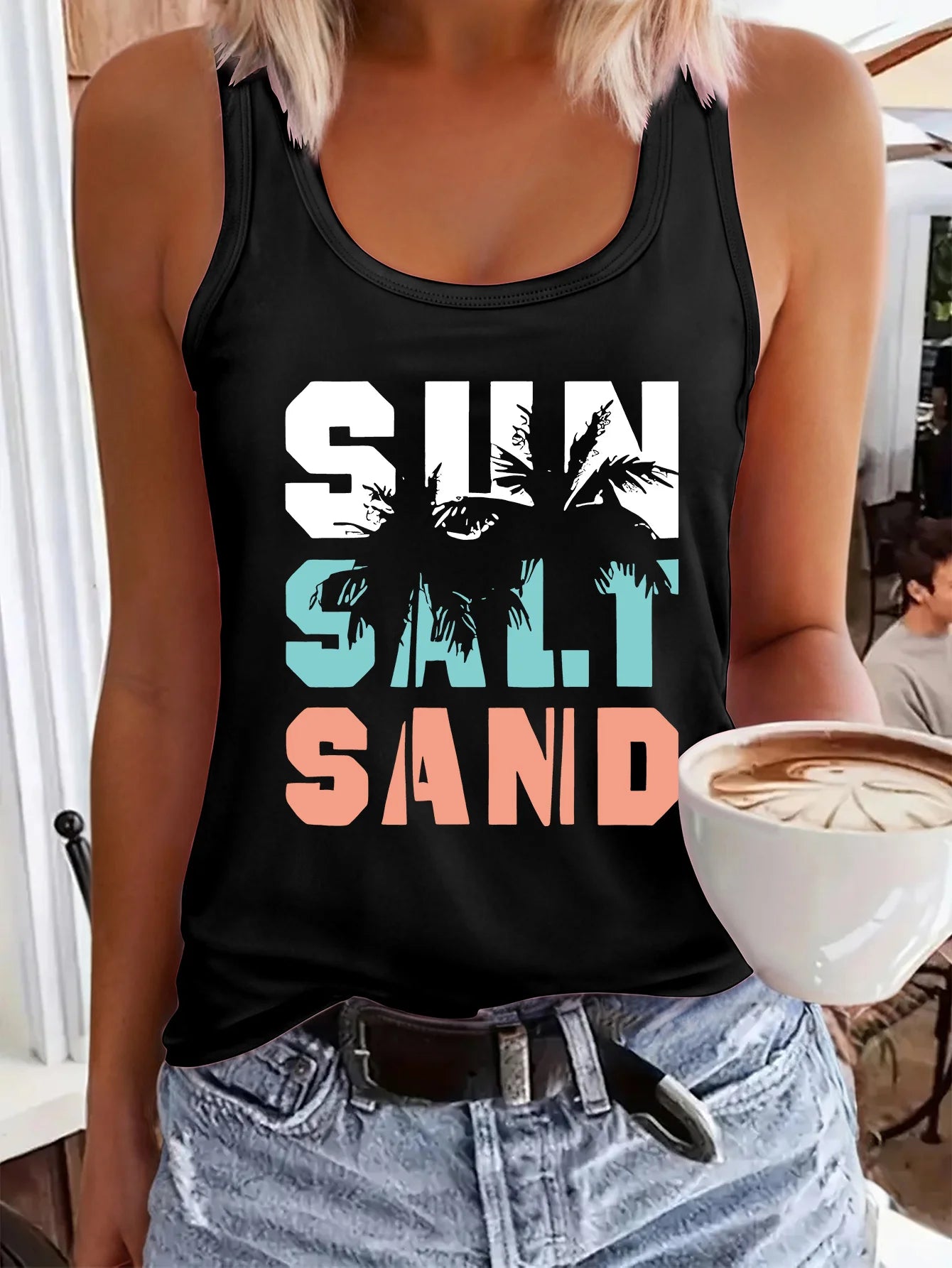 Women's personalized dream catcher mesh printed vest top T-shirt