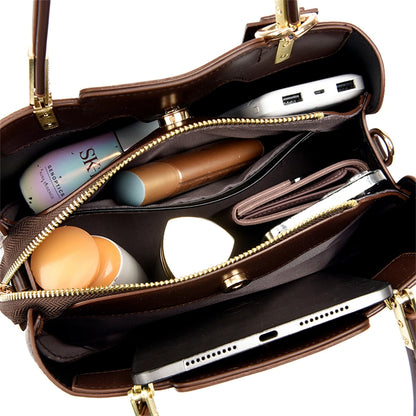 New Fashion Print Large Capacity Soft Leather Bag