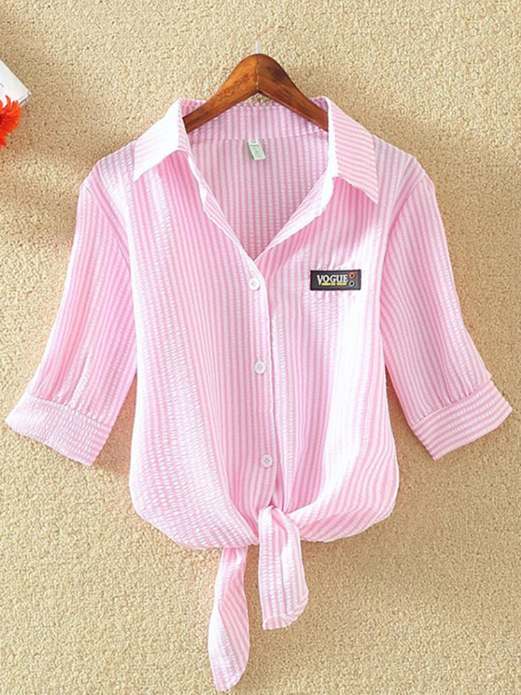 Women Summer Chiffon Blouse Short Sleeve Casual Shirt