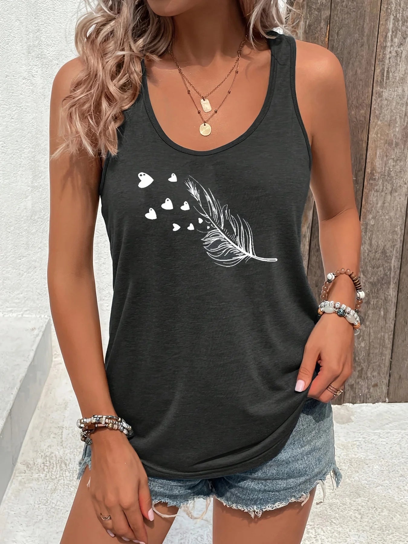Women's personalized dream catcher mesh printed vest top T-shirt
