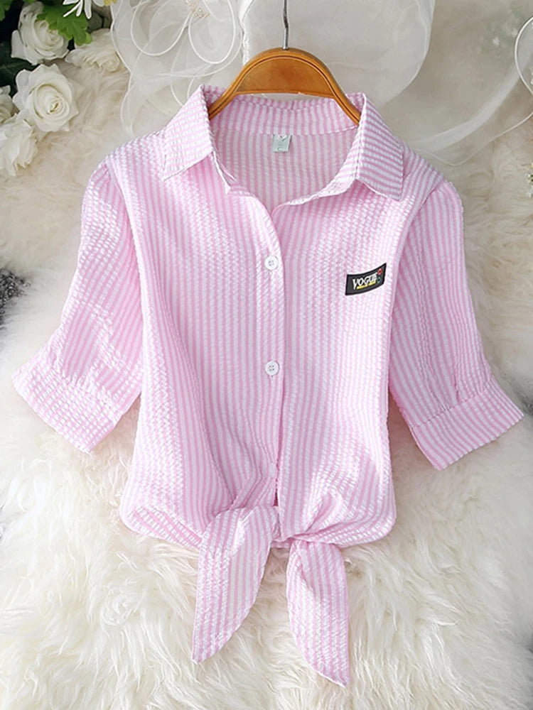 Women Summer Chiffon Blouse Short Sleeve Casual Shirt