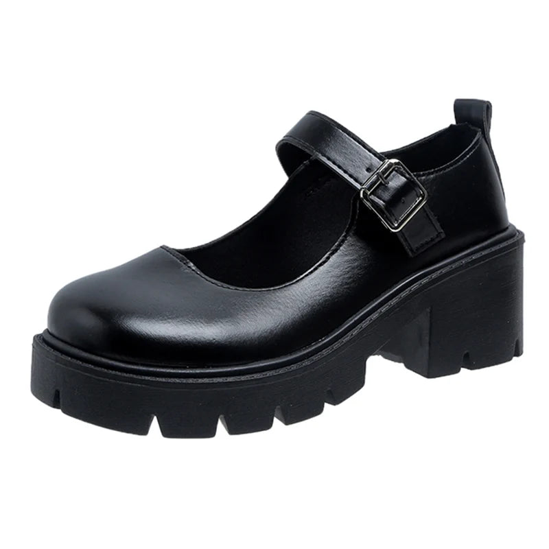 Women Japanese Style Patent Leather Mary Jane Shoes