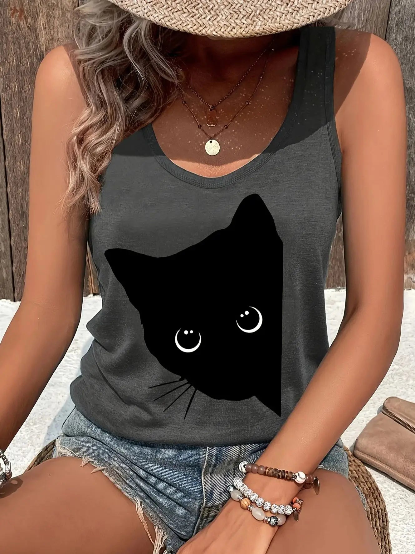 Women's personalized dream catcher mesh printed vest top T-shirt