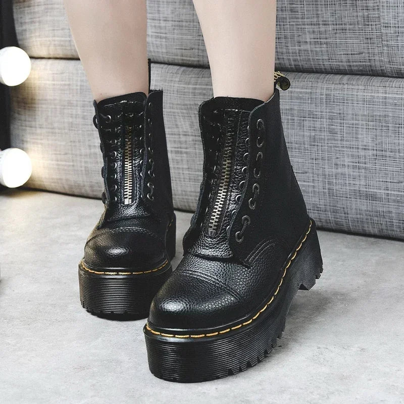 Women Genuine Leather Platform Boots