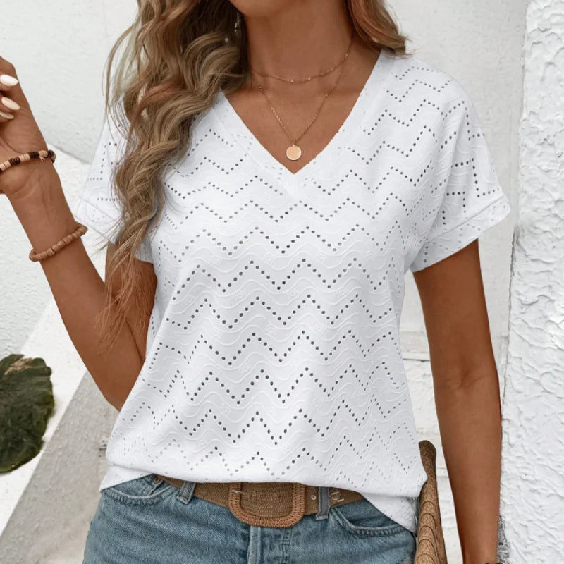 Women's V Neck Tee  Casual Short Sleeve T-shirt