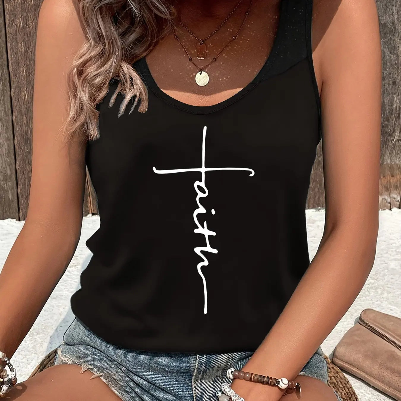 Women's personalized dream catcher mesh printed vest top T-shirt