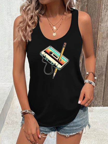 Women's personalized dream catcher mesh printed vest top T-shirt