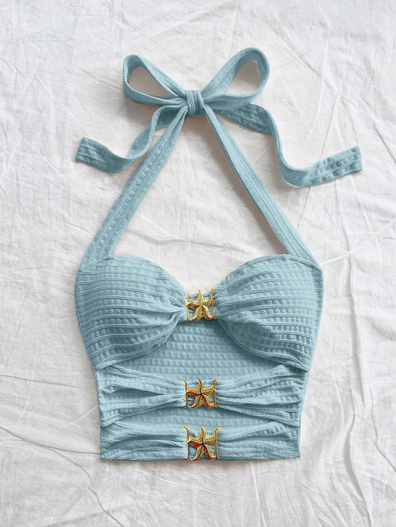 New  Style Hollowed-Out Five-Pointed Star Inlaid Versatile Halter Top