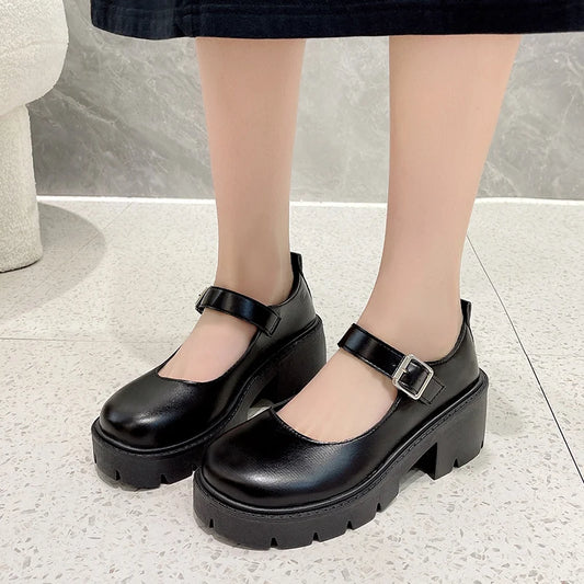 Women Japanese Style Patent Leather Mary Jane Shoes