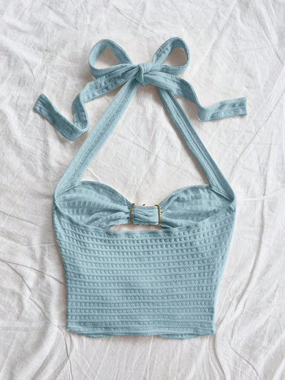 New  Style Hollowed-Out Five-Pointed Star Inlaid Versatile Halter Top