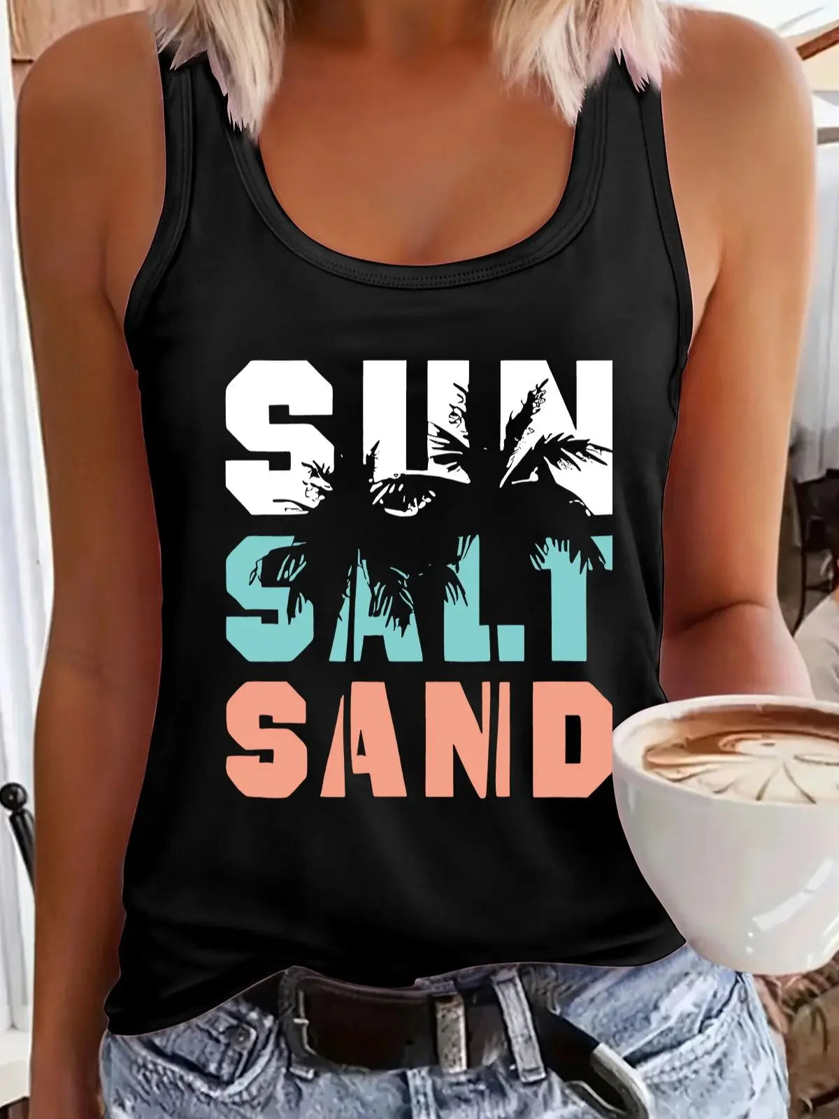 Women's personalized dream catcher mesh printed vest top T-shirt