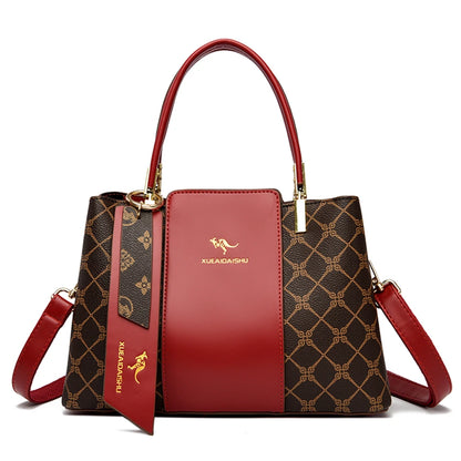 New Fashion Print Large Capacity Soft Leather Bag