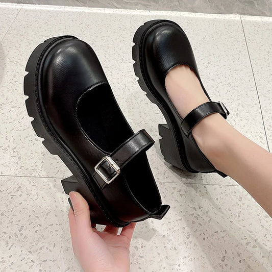 Women Japanese Style Patent Leather Mary Jane Shoes