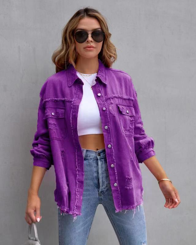 Veste-Chemise Déchirée Femme – Style Tendance & Décontracté