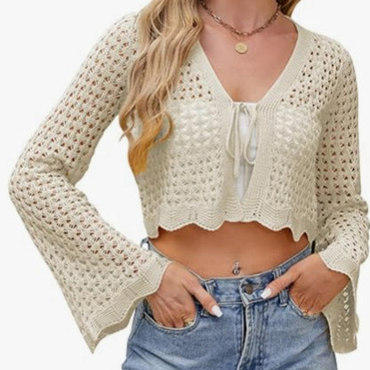 Cardigan Court en Crochet – Châle Léger pour Femme