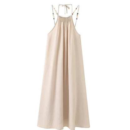 Robe dos nu perlée avec bretelles